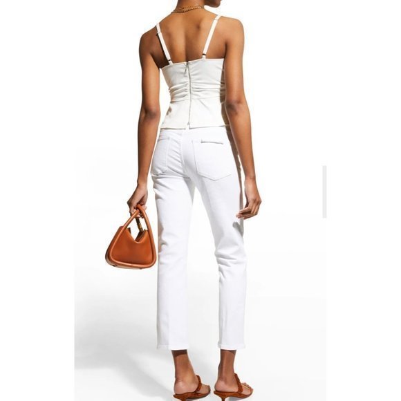 NWOT FRAME Women's White Le HIGH STRAIGHT Distressed High-rise Jeans Size 32 - Picture 2 of 8